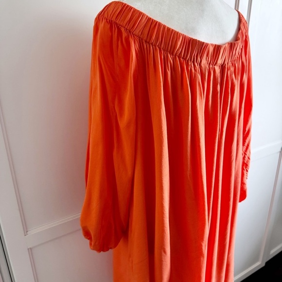 Trina Turk Windward Windward Orange Off Shoulder Dress Sz XL Summer Vacay - Picture 10 of 15